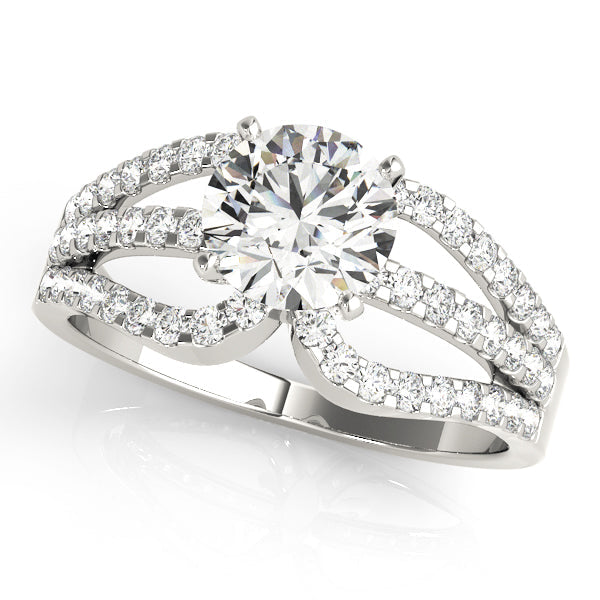Crowned Multi-Row Round Diamond Engagement Ring in 10K/14K gold and platinum with certified lab-grown or natural diamonds