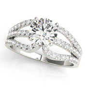 Crowned Multi-Row Round Diamond Engagement Ring in 10K/14K gold and platinum with certified lab-grown or natural diamonds