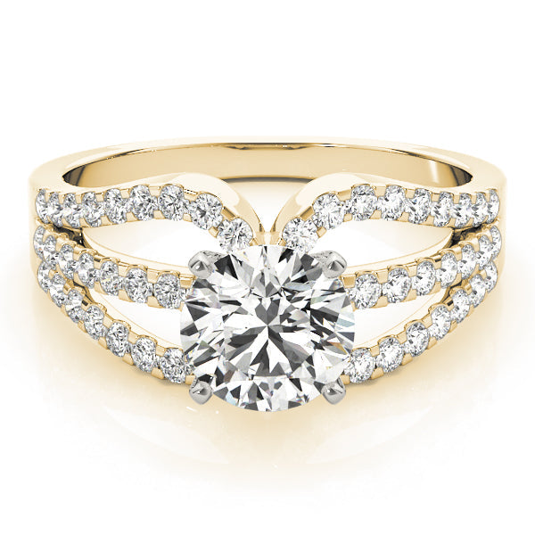 Crowned Multi-Row Round Diamond Engagement Ring in 10K/14K gold and platinum with certified lab-grown or natural diamonds
