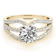 Crowned Multi-Row Round Diamond Engagement Ring in 10K/14K gold and platinum with certified lab-grown or natural diamonds