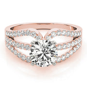 Crowned Multi-Row Round Diamond Engagement Ring in 10K/14K gold and platinum with certified lab-grown or natural diamonds