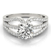 Crowned Multi-Row Round Diamond Engagement Ring in 10K/14K gold and platinum with certified lab-grown or natural diamonds