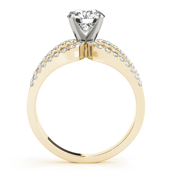 Crowned Multi-Row Round Diamond Engagement Ring in 10K/14K gold and platinum with certified lab-grown or natural diamonds