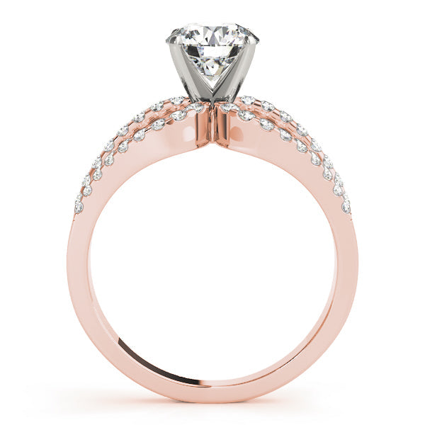Crowned Multi-Row Round Diamond Engagement Ring in 10K/14K gold and platinum with certified lab-grown or natural diamonds