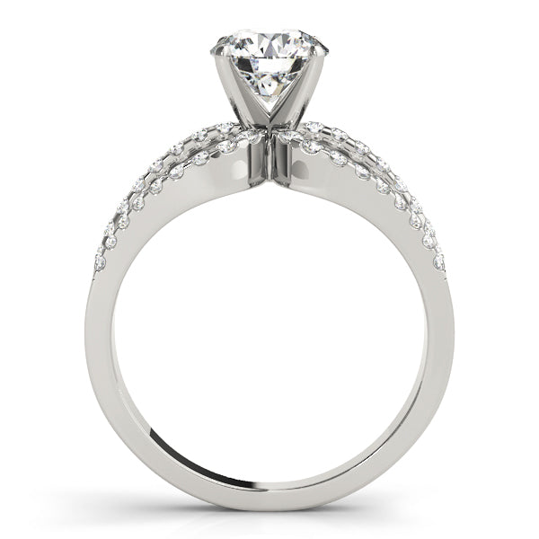 Crowned Multi-Row Round Diamond Engagement Ring in 10K/14K gold and platinum with certified lab-grown or natural diamonds