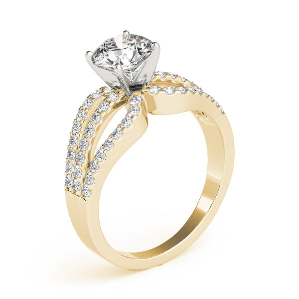 Crowned Multi-Row Round Diamond Engagement Ring in 10K/14K gold and platinum with certified lab-grown or natural diamonds
