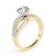 Crowned Multi-Row Round Diamond Engagement Ring in 10K/14K gold and platinum with certified lab-grown or natural diamonds