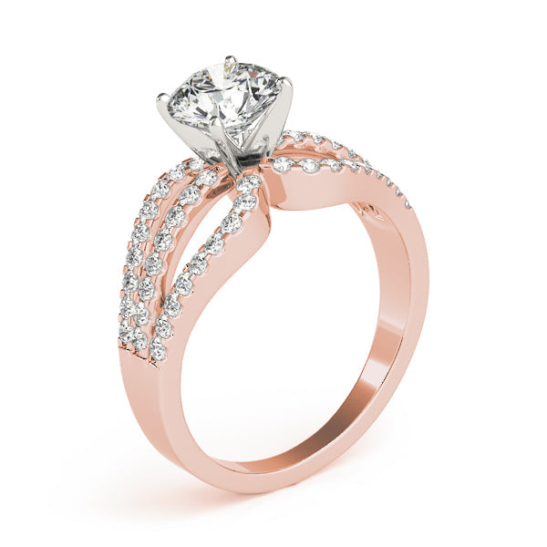Crowned Multi-Row Round Diamond Engagement Ring in 10K/14K gold and platinum with certified lab-grown or natural diamonds