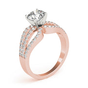 Crowned Multi-Row Round Diamond Engagement Ring in 10K/14K gold and platinum with certified lab-grown or natural diamonds