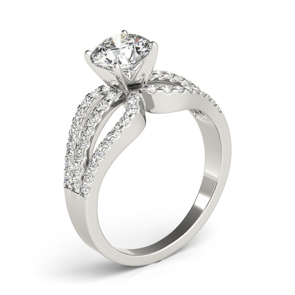 Crowned Multi-Row Round Diamond Engagement Ring in 10K/14K gold and platinum with certified lab-grown or natural diamonds