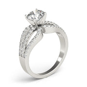 Crowned Multi-Row Round Diamond Engagement Ring in 10K/14K gold and platinum with certified lab-grown or natural diamonds