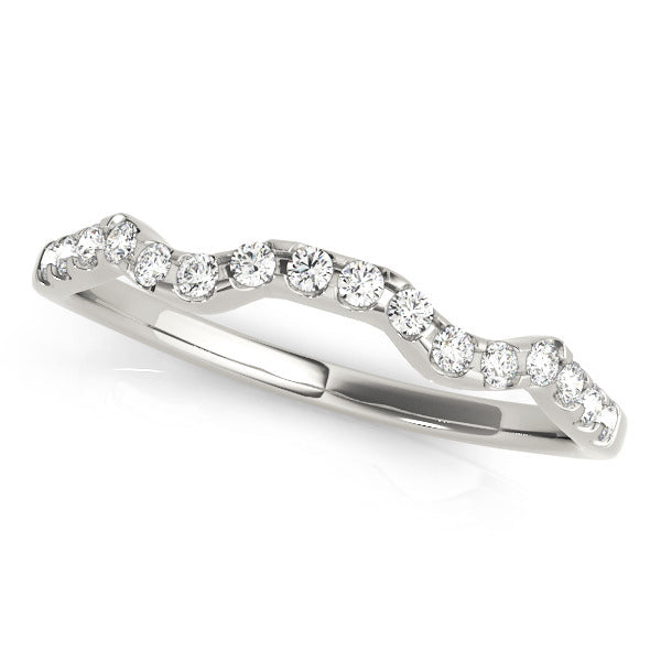 Prong Set Curved Half Eternity Ring in Gold & Platinum