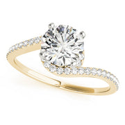 Splendid Bypass Round Diamond Engagement Ring in 10K/14K gold and platinum with certified lab-grown or natural diamonds