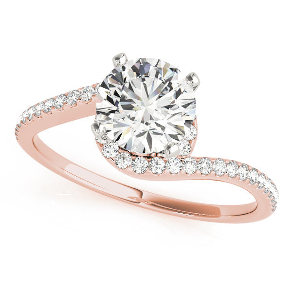 Splendid Bypass Round Diamond Engagement Ring in 10K/14K gold and platinum with certified lab-grown or natural diamonds