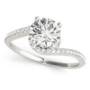 Splendid Bypass Round Diamond Engagement Ring in 10K/14K gold and platinum with certified lab-grown or natural diamonds