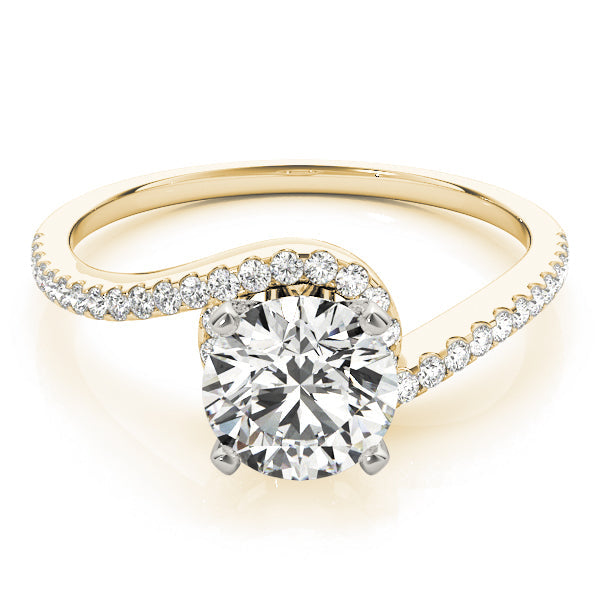 Splendid Bypass Round Diamond Engagement Ring in 10K/14K gold and platinum with certified lab-grown or natural diamonds