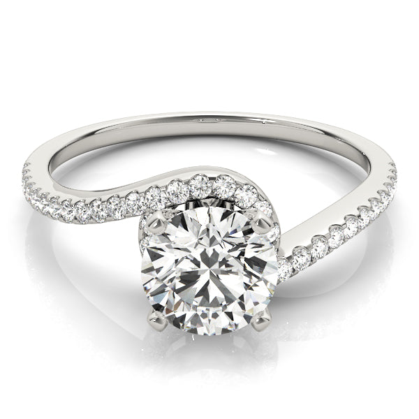 Splendid Bypass Round Diamond Engagement Ring in 10K/14K gold and platinum with certified lab-grown or natural diamonds