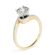 Splendid Bypass Round Diamond Engagement Ring in 10K/14K gold and platinum with certified lab-grown or natural diamonds