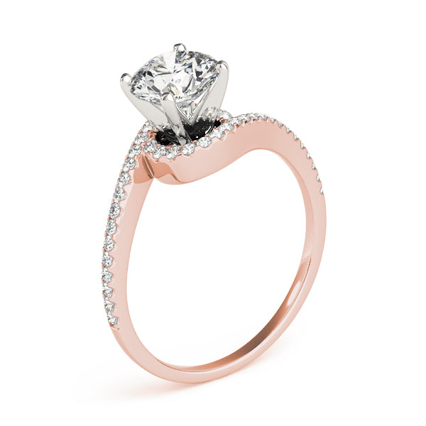 Splendid Bypass Round Diamond Engagement Ring in 10K/14K gold and platinum with certified lab-grown or natural diamonds