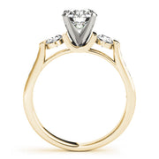 Round Diamond Three Stone Ring with Diamond Shoulders in 10K/14K gold and platinum with certified lab-grown or natural diamonds