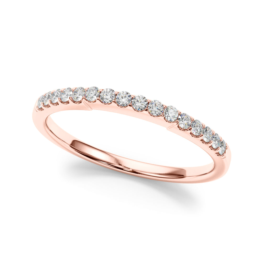 Straight Diamond Shared Prong Half Eternity Ring in Gold & Platinum