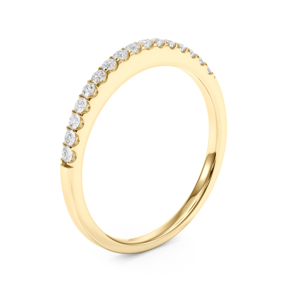 Straight Diamond Shared Prong Half Eternity Ring in Gold & Platinum