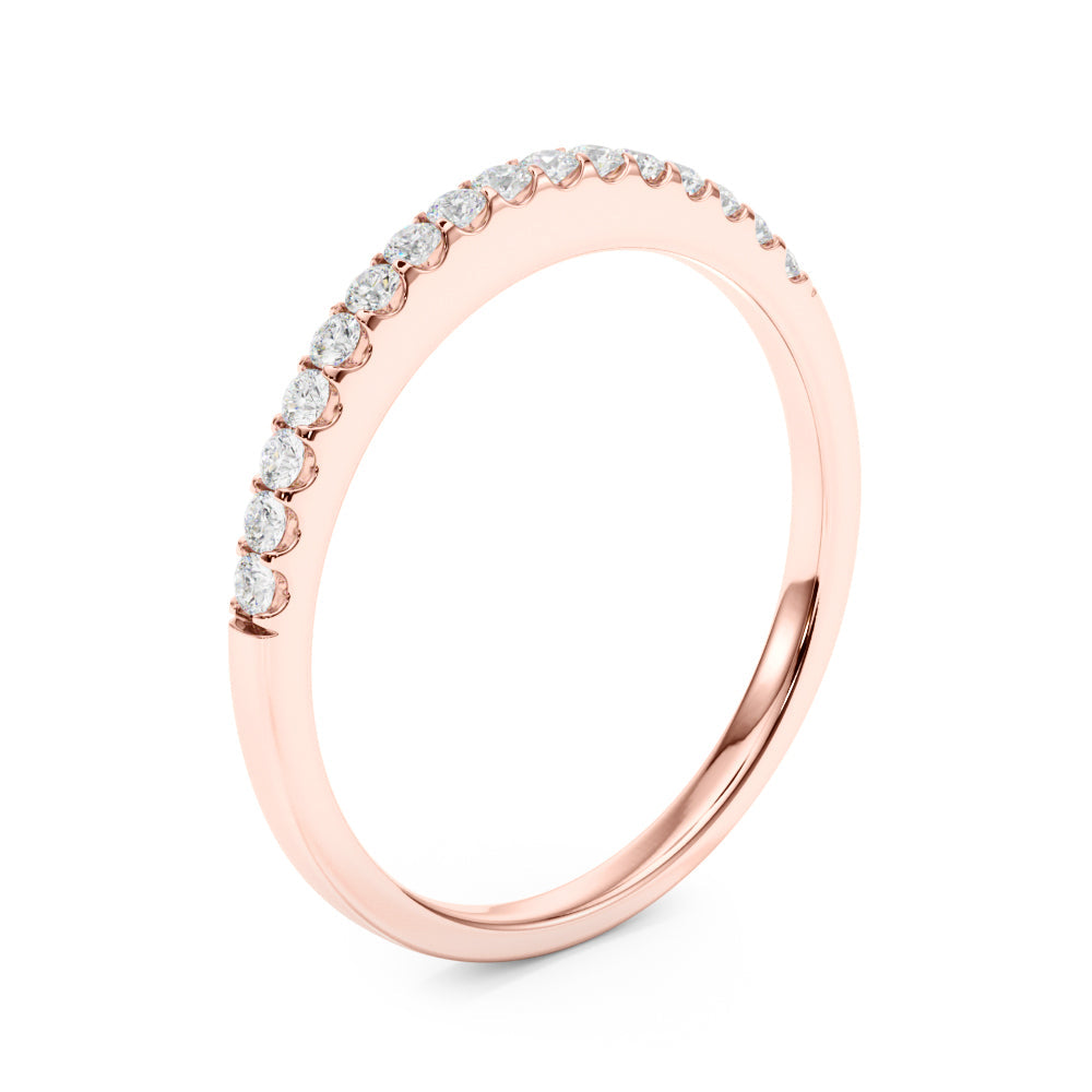Straight Diamond Shared Prong Half Eternity Ring in Gold & Platinum