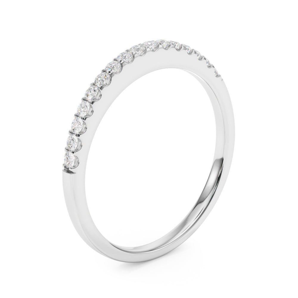 Straight Diamond Shared Prong Half Eternity Ring in Gold & Platinum