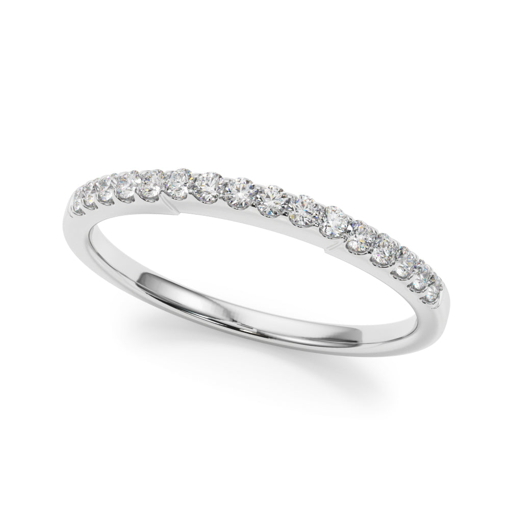Straight Diamond Shared Prong Half Eternity Ring in Gold & Platinum