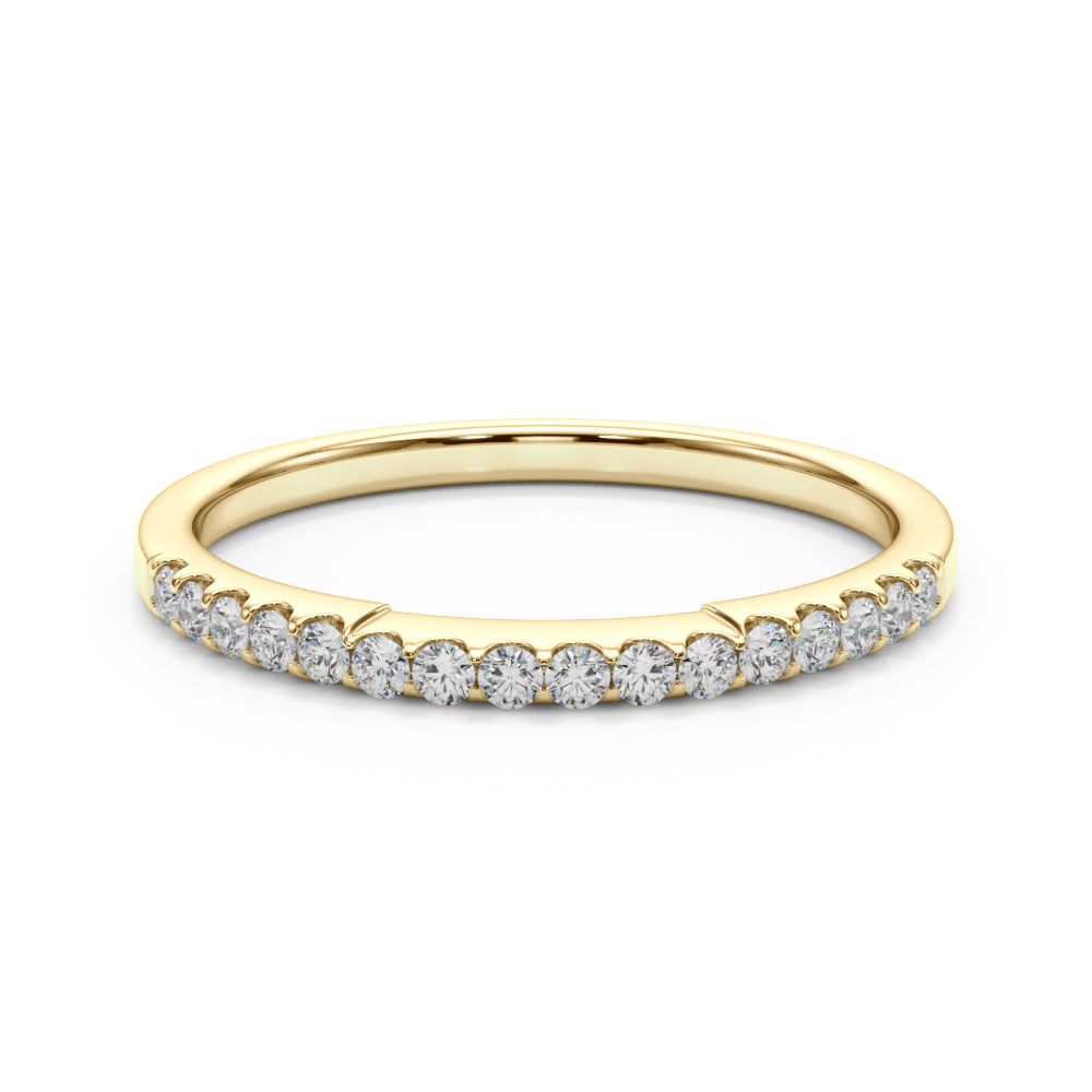 Straight Diamond Shared Prong Half Eternity Ring in Gold & Platinum