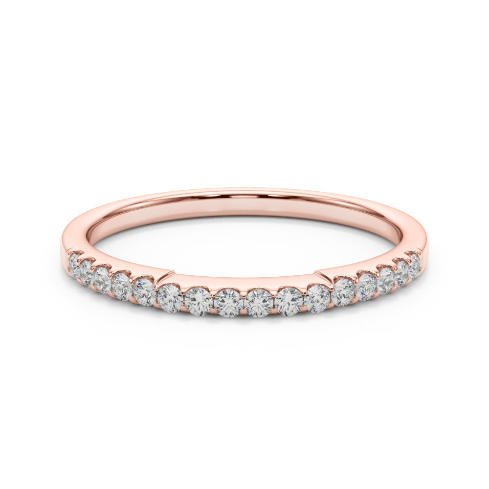 Straight Diamond Shared Prong Half Eternity Ring in Gold & Platinum