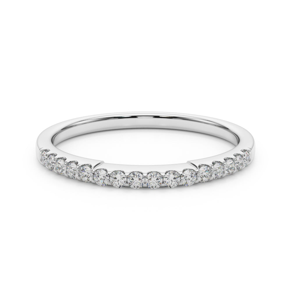 Straight Diamond Shared Prong Half Eternity Ring in Gold & Platinum