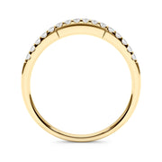 Straight Diamond Shared Prong Half Eternity Ring in Gold & Platinum