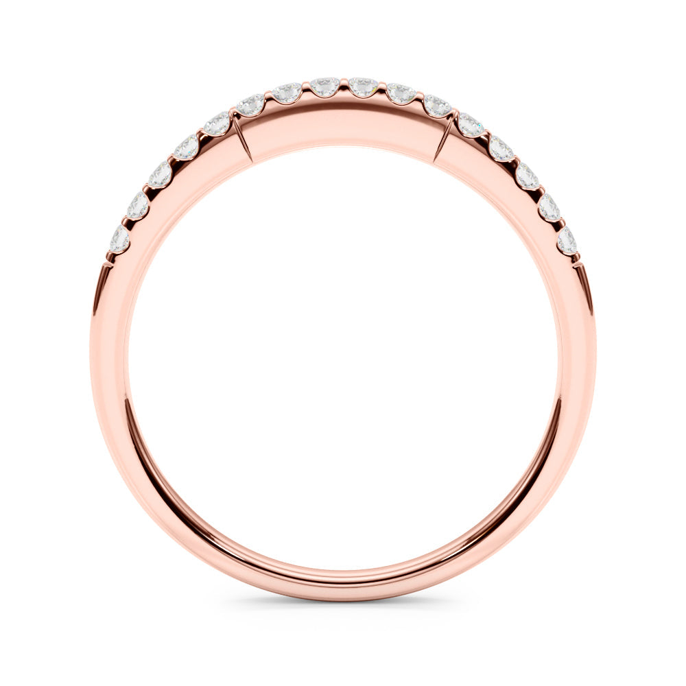 Straight Diamond Shared Prong Half Eternity Ring in Gold & Platinum