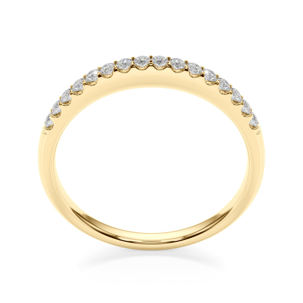 Straight Diamond Shared Prong Half Eternity Ring in Gold & Platinum