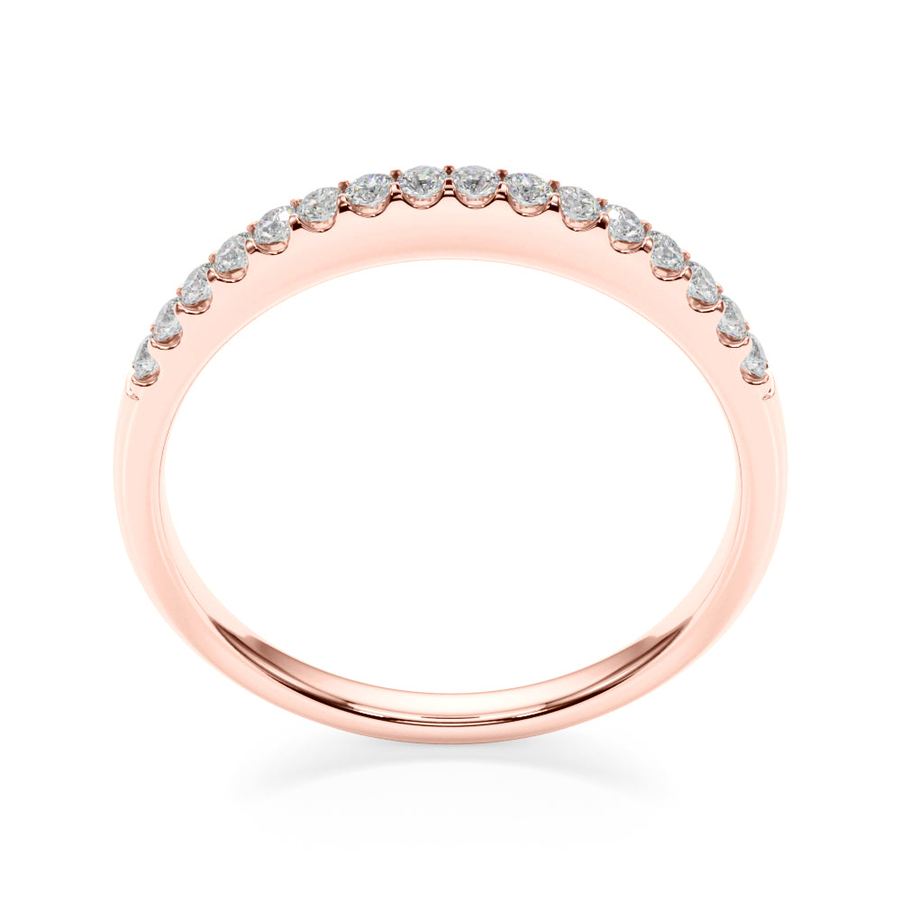 Straight Diamond Shared Prong Half Eternity Ring in Gold & Platinum