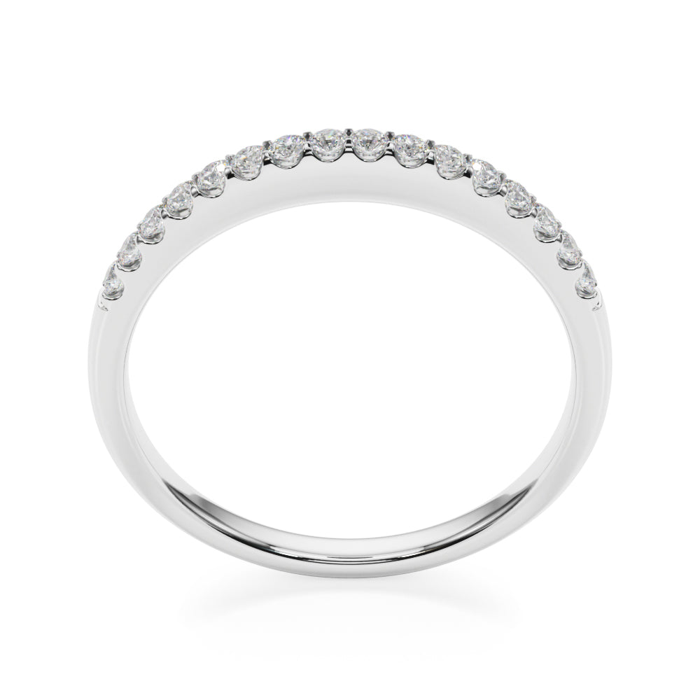 Straight Diamond Shared Prong Half Eternity Ring in Gold & Platinum