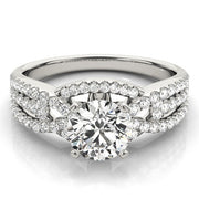 Heirloom Multi-Row Round Diamond Engagement Ring in 10K/14K gold and platinum with certified lab-grown or natural diamonds