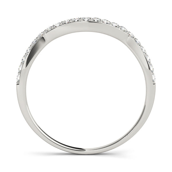 Prong Set Curved Half Eternity Ring in Gold & Platinum
