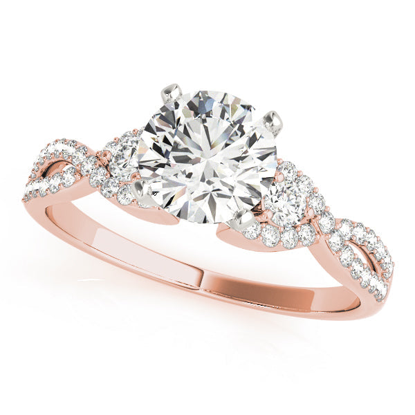 Refined Multi-Row Round Diamond Engagement Ring in 10K/14K gold and platinum with certified lab-grown or natural diamonds