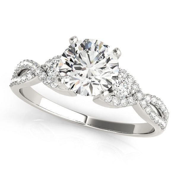 Refined Multi-Row Round Diamond Engagement Ring in 10K/14K gold and platinum with certified lab-grown or natural diamonds