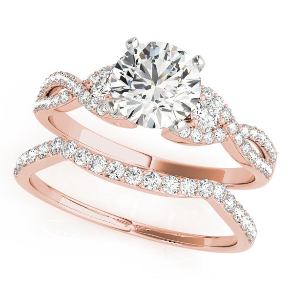 Refined Multi-Row Round Diamond Engagement Ring in 10K/14K gold and platinum with certified lab-grown or natural diamonds