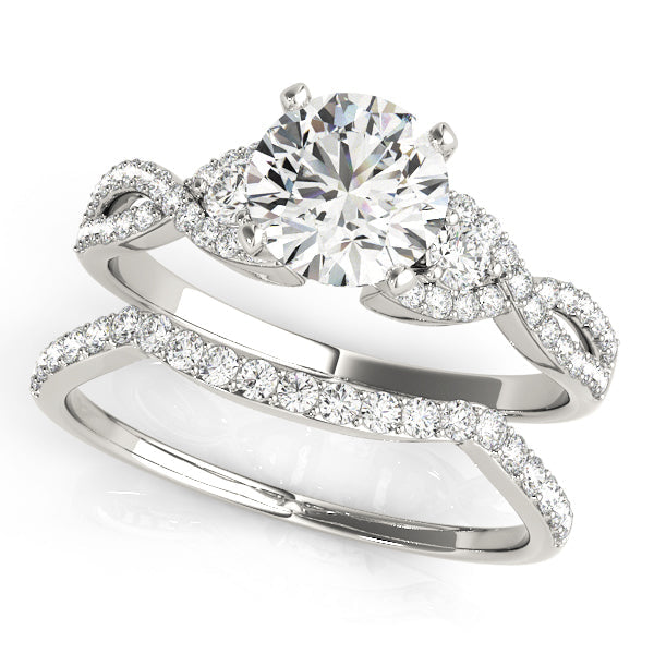 Refined Multi-Row Round Diamond Engagement Ring in 10K/14K gold and platinum with certified lab-grown or natural diamonds