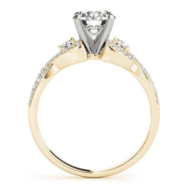 Refined Multi-Row Round Diamond Engagement Ring in 10K/14K gold and platinum with certified lab-grown or natural diamonds