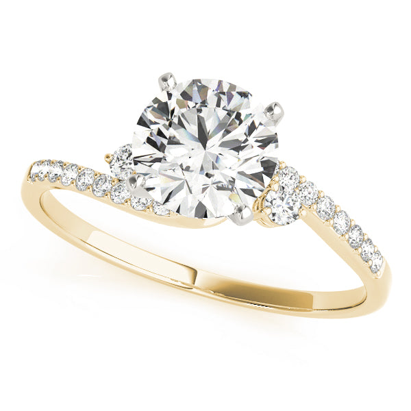 Exquisite Bypass Round Diamond Engagement Ring in 10K/14K gold and platinum with certified lab-grown or natural diamonds