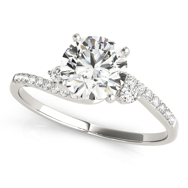 Exquisite Bypass Round Diamond Engagement Ring in 10K/14K gold and platinum with certified lab-grown or natural diamonds