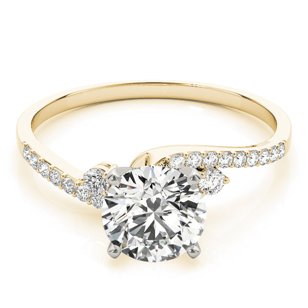 Exquisite Bypass Round Diamond Engagement Ring in 10K/14K gold and platinum with certified lab-grown or natural diamonds