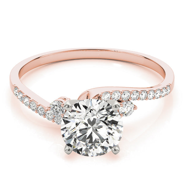 Exquisite Bypass Round Diamond Engagement Ring in 10K/14K gold and platinum with certified lab-grown or natural diamonds