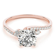 Exquisite Bypass Round Diamond Engagement Ring in 10K/14K gold and platinum with certified lab-grown or natural diamonds