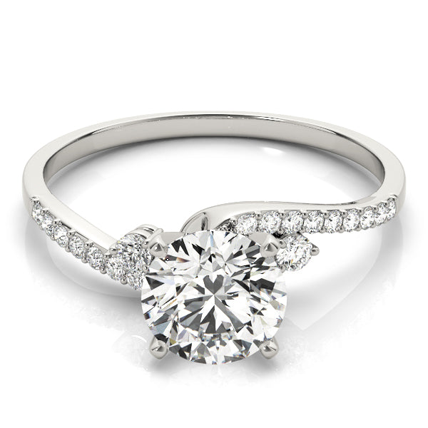 Exquisite Bypass Round Diamond Engagement Ring in 10K/14K gold and platinum with certified lab-grown or natural diamonds